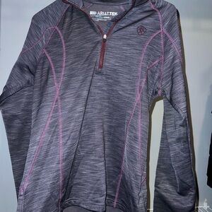 Ariat Tek Charcoal and Purple Quarter-Zip Top